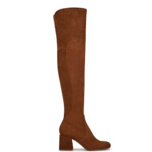 Nine West Blocky Over The Knee Boots Hnede | TUALEI-945