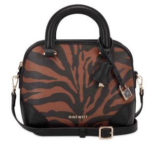 Nine West Brooklyn Mini Dome Satchel Čierne Hnede | QAIVJN-012