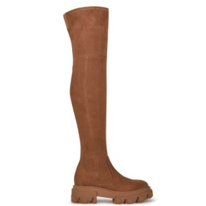 Nine West Cellie Over the Knee Lug Sole Hnede | LIAYZG-630