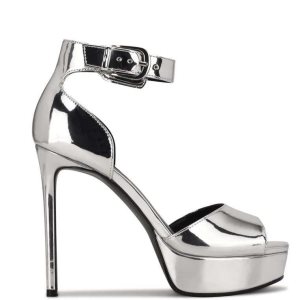 Nine West Debby Platforme Sandals Strieborne | COJLIB-156