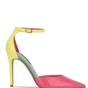 Nine West Faiz Pointy Spicou Ankle Remienkove Pumps Ruzove Viacfarebný | AWBRXM-287