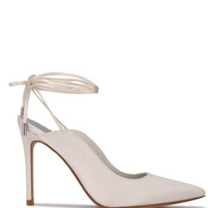 Nine West Feya Ankle Wrap Saty Pumps Biele | MIAOPH-041