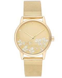 Nine West Floral Dial Mesh Bracelet Zlate | ZQPUMJ-891