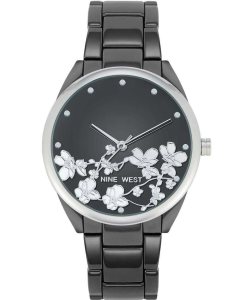 Nine West Floral Dial Metal Bracelet Siva | YBQWGR-207