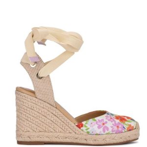 Nine West Friend Ankle Wrap Espadrille Wedge Biele | JXVQDI-165
