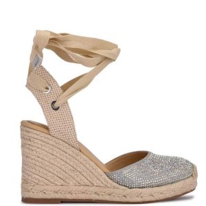 Nine West Friend Ankle Wrap Espadrille Wedge Siva | OLAYVB-316
