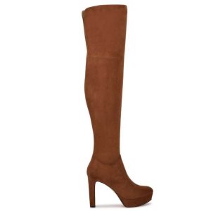 Nine West Gotcha Over the Knee Platforme Hnede | TSDAQG-064