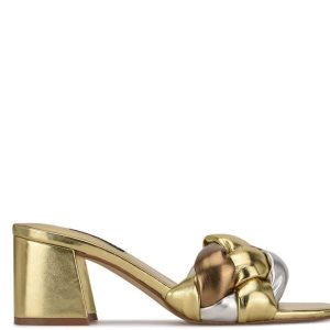 Nine West Gotit Block Heel Slapky Sandals Metal Viacfarebný | PINSMC-745
