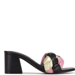 Nine West Gotit Block Heel Slapky Sandals Čierne Viacfarebný | YKTJSG-742