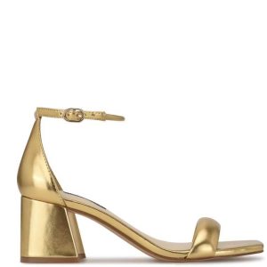 Nine West Gretal Ankle Remienkove Block Heel Zlate | MLPAEW-029