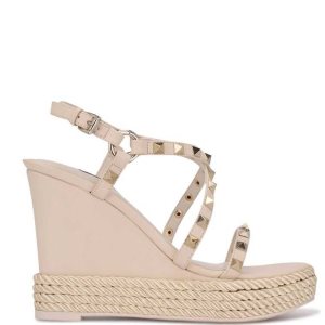 Nine West Harte Studded Espadrille Wedge Sandals Krém | FOJQWN-142