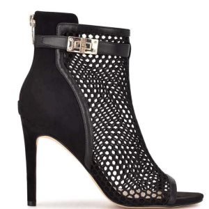 Nine West Ididit Mesh Peep Spicou Čierne | UAMBNI-403