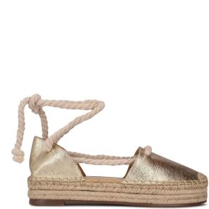 Nine West Meaks Ankle Wrap Espadrille Platina Metal | EHLWZI-340