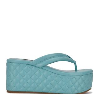 Nine West Newya Platforme Tanga Sandals Modre Mätové | VAGBUL-931