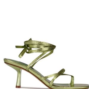 Nine West Pina Ankle Wrap Sandals Zelene Metal | APXSTW-597