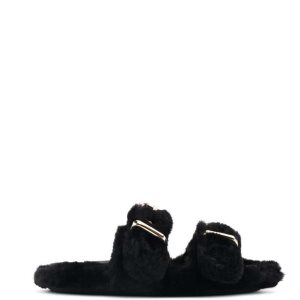 Nine West Plush Cozy Slapky Sandals Čierne | CYMLJV-145