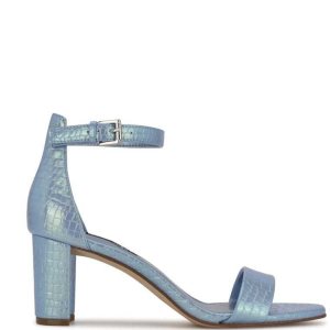 Nine West Pruce Ankle Remienkove Block Sandals Svetlo Modre | ISQPZC-924
