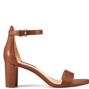Nine West Pruce Ankle Remienkove Block Sandals Svetlo Hnede | RJVNZT-315