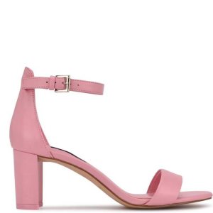 Nine West Pruce Ankle Remienkove Block Sandals Ruzove | VZCWDI-914