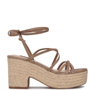 Nine West Riplee Ankle Wrap Platforme Béžové | NIFOMY-368