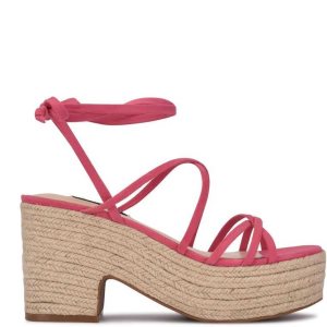 Nine West Riplee Ankle Wrap Platforme Ruzove | QRYPDM-267