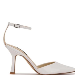 Nine West Shaply Pointy Spicou Ankle Remienkove Pumps Biele | XQPVRF-215