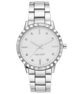 Nine West Textured Bezel Bracelet Strieborne | OIQUXC-265