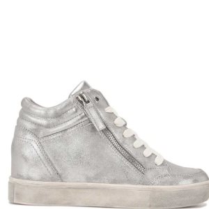Nine West Tons High Top Hidden Wedge Sneakers Strieborne | ADUQRX-532