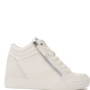 Nine West Tons High Top Hidden Wedge Sneakers Biele Strieborne | AXBRDS-827