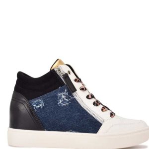Nine West Tons High Top Hidden Wedge Sneakers Čierne Modre | PYZUKO-012