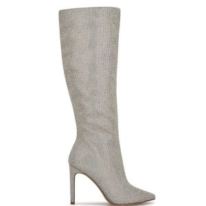 Nine West Tysh Rhinestone Saty Strieborne | DXOHUT-691
