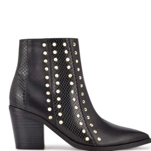 Nine West What Studded Block Booties Čierne | FEBPIG-196