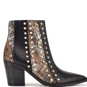 Nine West What Studded Block Booties Čierne Zlate | LFIUNW-287