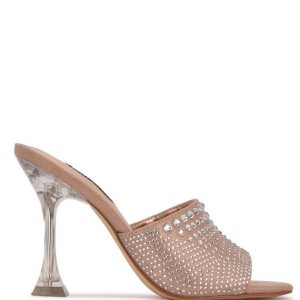 Nine West Ziptip Rhinestone Na Podpatku Slapky Sandals Béžové | XRPLCU-321