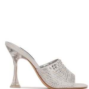Nine West Ziptip Rhinestone Slapky Sandals Strieborne | YDOQHW-178